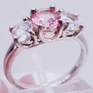 Pink Topaz & Diamond 925 sterling silver ring